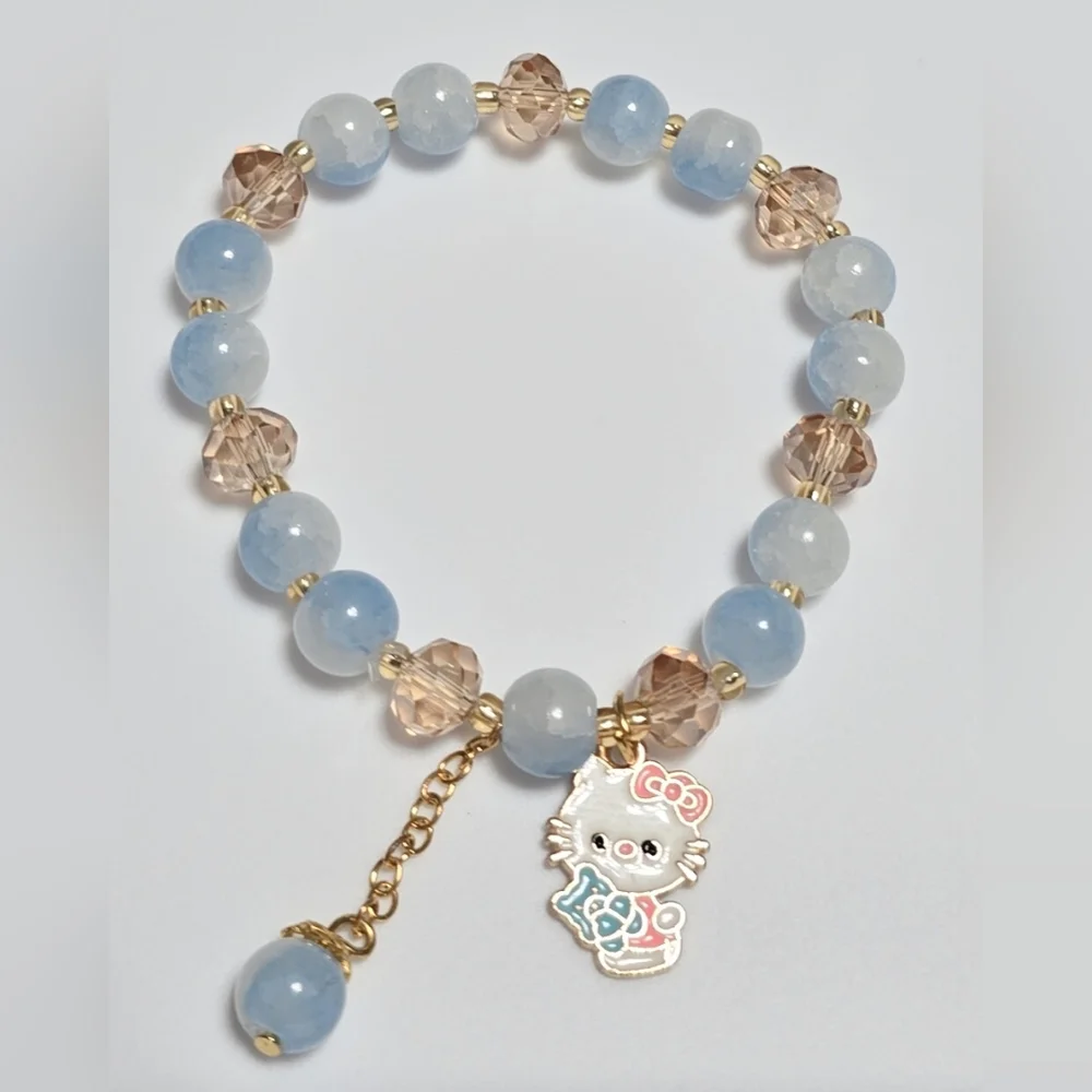 2-Hello Kitty, Cinnamoroll, Elegant Gold and Multicolor Beaded Bracelets